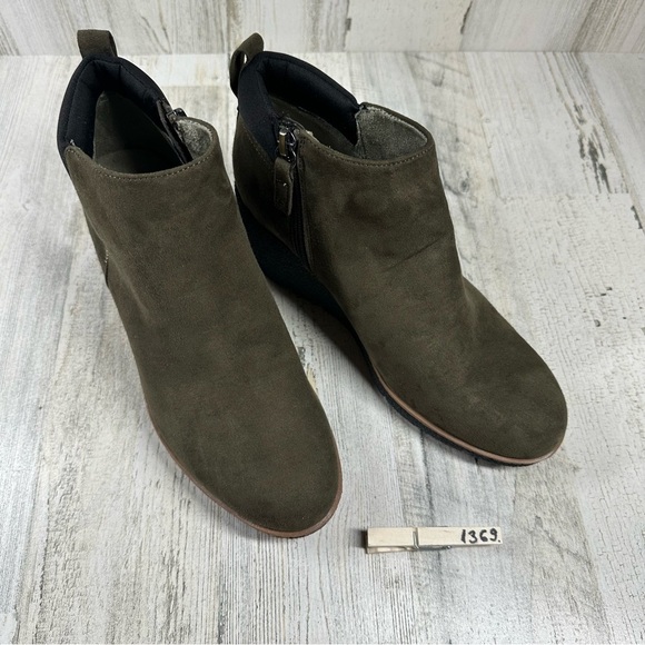 NEW Dr. Scholls Women's Berklie Green Black Wedge Ankle Boots #1369 - Picture 4 of 13